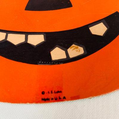 LOT 41: Collection of Halloween Decorations Including Paper Decor by Beistle, Eureka and Hallmark and Crackle Glass Pumpkin
