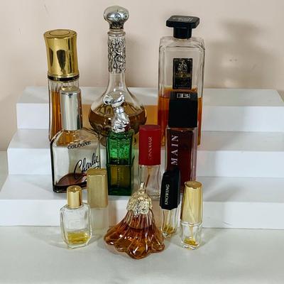LOT 42: Collection of Glass Perfume Bottles -Arpege Eau De Lanvin, Jacques Fath, Balmain and More