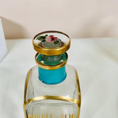 LOT 44: Vintage Vanity Necessity Including Hand Painted Glass Bottles, Metal Power Bottles, a Ceramic Jaw with Mirror Lid and More