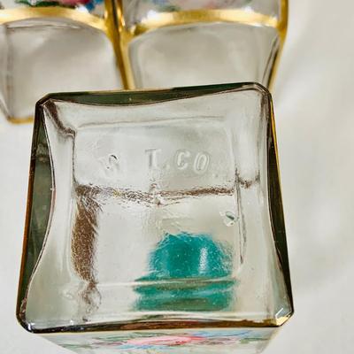 LOT 44: Vintage Vanity Necessity Including Hand Painted Glass Bottles, Metal Power Bottles, a Ceramic Jaw with Mirror Lid and More