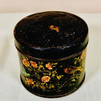 LOT 45: Beautiful Art Glass Perfume Bottle, Glass Jars with Lids, Vintage Thermometer Advertisement, Perfume, Vase with Faux Flowers