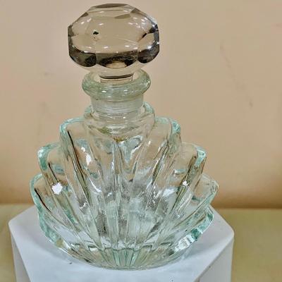 LOT 47: Mirror and Glass Vanity Tray and Glass Perfume Bottles