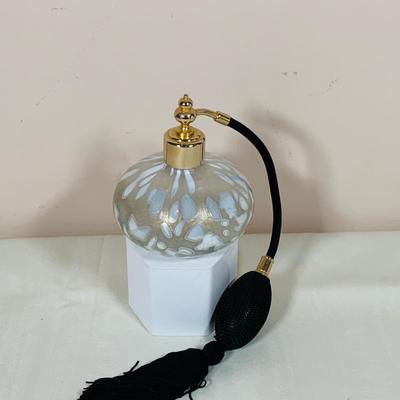 LOT 47: Mirror and Glass Vanity Tray and Glass Perfume Bottles