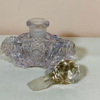 LOT 47: Mirror and Glass Vanity Tray and Glass Perfume Bottles
