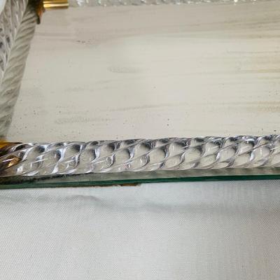 LOT 47: Mirror and Glass Vanity Tray and Glass Perfume Bottles
