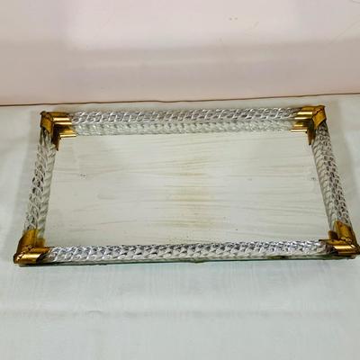 LOT 47: Mirror and Glass Vanity Tray and Glass Perfume Bottles
