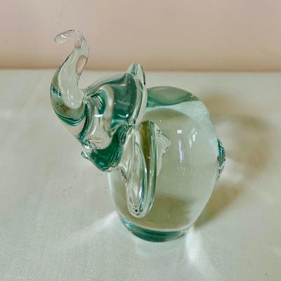 LOT 49: Glass Animal Figurines, Elephants, Bird and Rabbit, Glass Red Heart and Clear Glass Candle Holders and Vintage Floral Plate