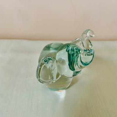 LOT 49: Glass Animal Figurines, Elephants, Bird and Rabbit, Glass Red Heart and Clear Glass Candle Holders and Vintage Floral Plate