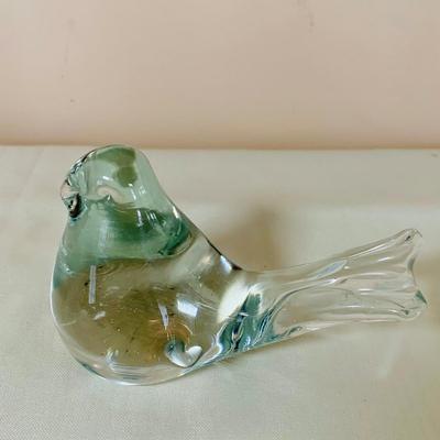 LOT 49: Glass Animal Figurines, Elephants, Bird and Rabbit, Glass Red Heart and Clear Glass Candle Holders and Vintage Floral Plate