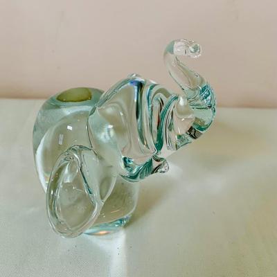 LOT 49: Glass Animal Figurines, Elephants, Bird and Rabbit, Glass Red Heart and Clear Glass Candle Holders and Vintage Floral Plate