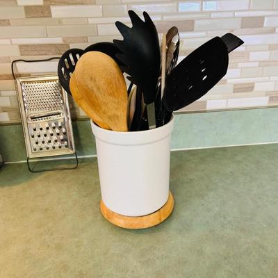 LOT 51: Kitchen Collection Includes Recipe Boxes, Cookbooks Utensils Trivets and More