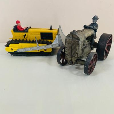 LOT 53: Vintage Metal Toy Tractors by Hubley and Fordson