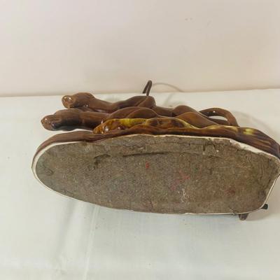 LOT 54: Mid Century Double Panther Ceramic Electric Lamp Statue