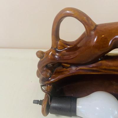 LOT 54: Mid Century Double Panther Ceramic Electric Lamp Statue