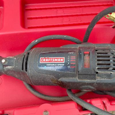 LOT 58: Sears Craftsman Bench Grinder Model 257 190470, Craftsman Rotary Tool Model 572.610950 with Cases / Accessories and Vintage Hand...