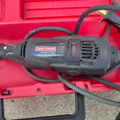 LOT 58: Sears Craftsman Bench Grinder Model 257 190470, Craftsman Rotary Tool Model 572.610950 with Cases / Accessories and Vintage Hand...