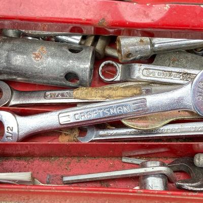 LOT 59: Sears Craftsman Metal Toolbox with Contents and Craftsman Cordless Drill / Driver Model 315.116890 with Charger and Battery
