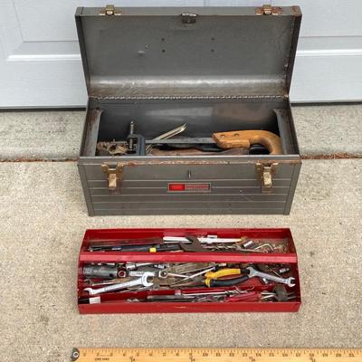 LOT 59: Sears Craftsman Metal Toolbox with Contents and Craftsman Cordless Drill / Driver Model 315.116890 with Charger and Battery