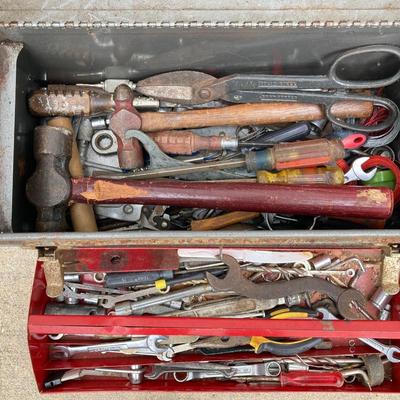 LOT 59: Sears Craftsman Metal Toolbox with Contents and Craftsman Cordless Drill / Driver Model 315.116890 with Charger and Battery