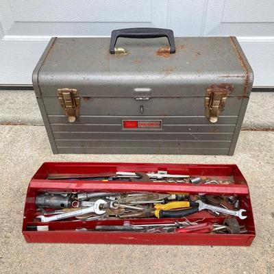 LOT 59: Sears Craftsman Metal Toolbox with Contents and Craftsman Cordless Drill / Driver Model 315.116890 with Charger and Battery