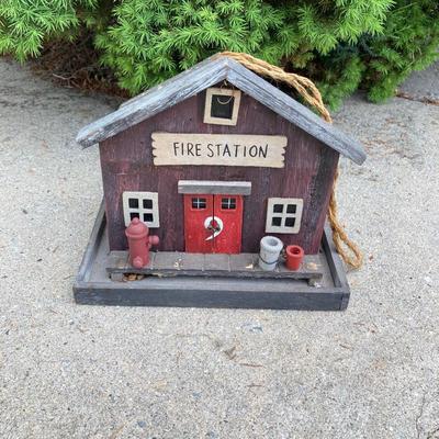 LOT 63: Outdoor Lawn and Garden Collection - Pair of Legacy Lighting Outdoor Fixtures, Planters / Plant Stand, Bird Houses, Cooler,...