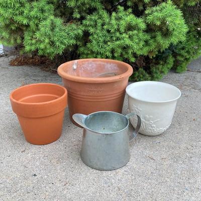 LOT 63: Outdoor Lawn and Garden Collection - Pair of Legacy Lighting Outdoor Fixtures, Planters / Plant Stand, Bird Houses, Cooler,...