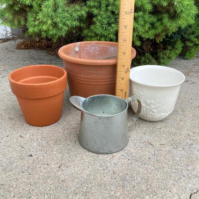 LOT 63: Outdoor Lawn and Garden Collection - Pair of Legacy Lighting Outdoor Fixtures, Planters / Plant Stand, Bird Houses, Cooler,...