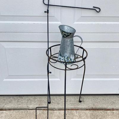 LOT 63: Outdoor Lawn and Garden Collection - Pair of Legacy Lighting Outdoor Fixtures, Planters / Plant Stand, Bird Houses, Cooler,...