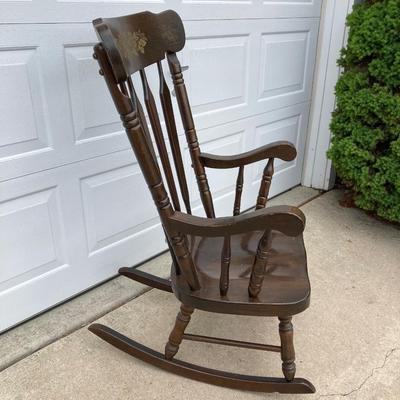 LOT 64: Wooden Rocking Chair with Side Table