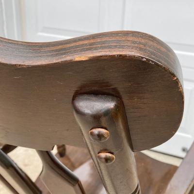 LOT 64: Wooden Rocking Chair with Side Table