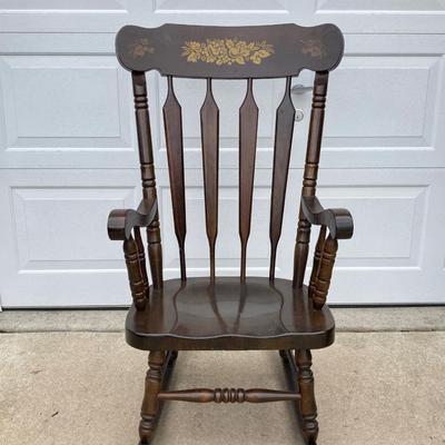 LOT 64: Wooden Rocking Chair with Side Table
