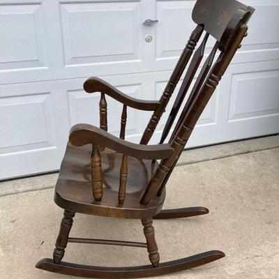 LOT 64: Wooden Rocking Chair with Side Table