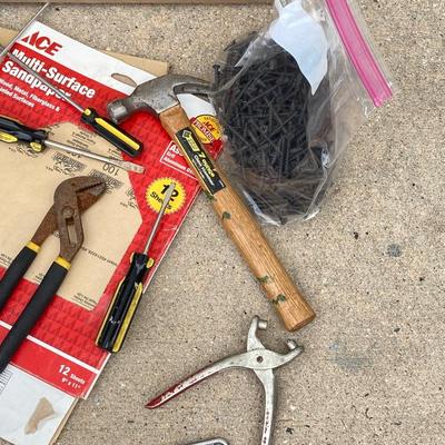 LOT 65: Garage Finds - Assorted Tools, Hardware, Sandpaper and Much More