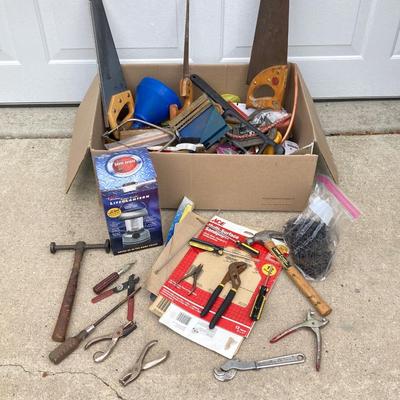 LOT 65: Garage Finds - Assorted Tools, Hardware, Sandpaper and Much More