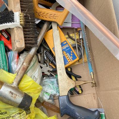 LOT 65: Garage Finds - Assorted Tools, Hardware, Sandpaper and Much More