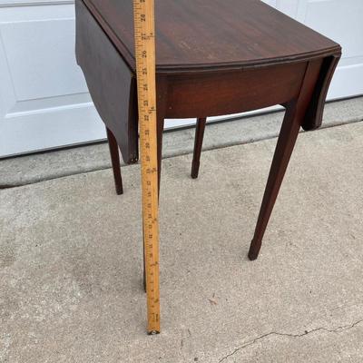 LOT 66: Wooden Furniture - Half Moon Side Table, Drop Leaf Side Table and Upholstered Storage Foot Stool