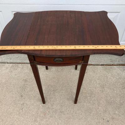 LOT 66: Wooden Furniture - Half Moon Side Table, Drop Leaf Side Table and Upholstered Storage Foot Stool