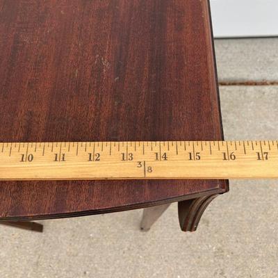LOT 66: Wooden Furniture - Half Moon Side Table, Drop Leaf Side Table and Upholstered Storage Foot Stool