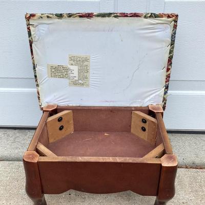 LOT 66: Wooden Furniture - Half Moon Side Table, Drop Leaf Side Table and Upholstered Storage Foot Stool