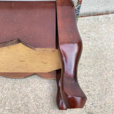 LOT 66: Wooden Furniture - Half Moon Side Table, Drop Leaf Side Table and Upholstered Storage Foot Stool
