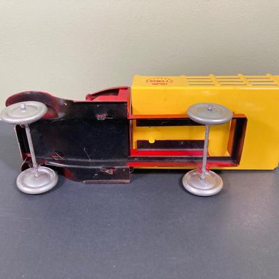 LOT 68: Shell Oil Metal Truck with Miniature Oil Drums and D.P.W. Oil Delivery Truck (Metalcraft Gearbox)