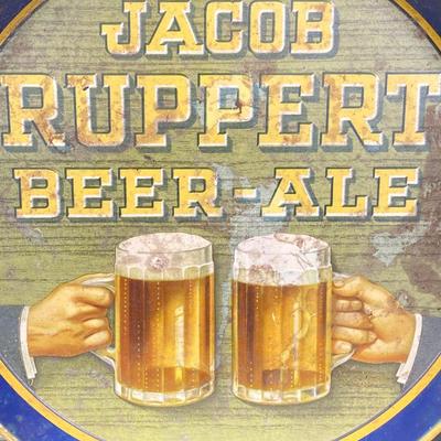LOT 72: Vintage Jacob Ruppert Beer-Ale Metal Tray, Eichbaum Ureich Glasses, Crown Royal Flask and More