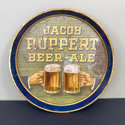 LOT 72: Vintage Jacob Ruppert Beer-Ale Metal Tray, Eichbaum Ureich Glasses, Crown Royal Flask and More