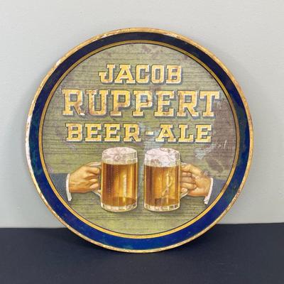LOT 72: Vintage Jacob Ruppert Beer-Ale Metal Tray, Eichbaum Ureich Glasses, Crown Royal Flask and More