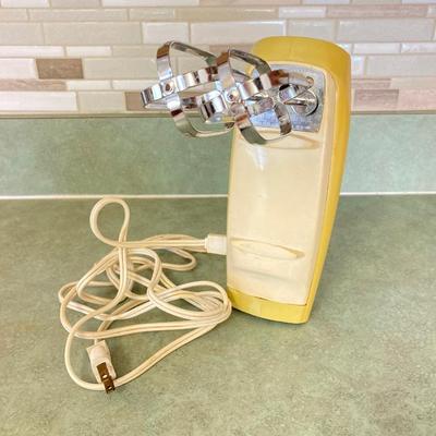 LOT 74: Vintage Kitchen Appliances and More - General Electric Mixer, Easy Twist by Foley Jar Opener, Toaster, Corning Ware Blue Corn...