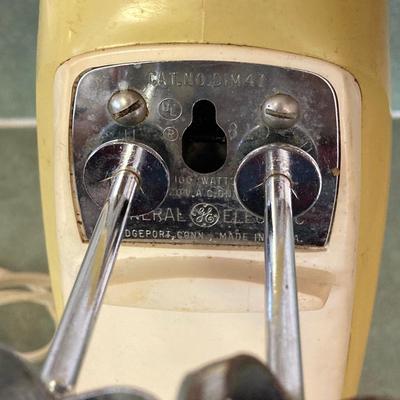 LOT 74: Vintage Kitchen Appliances and More - General Electric Mixer, Easy Twist by Foley Jar Opener, Toaster, Corning Ware Blue Corn...