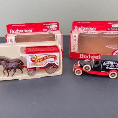 LOT 76: Budweiser Collection of Metal and Diecast Toy Trucks / Cars (Days Gone) and More