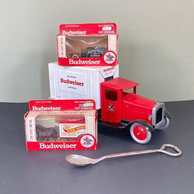 LOT 76: Budweiser Collection of Metal and Diecast Toy Trucks / Cars (Days Gone) and More