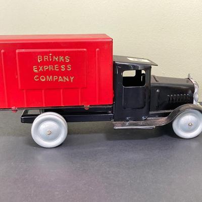 LOT 77: Deepwater Industries Federal Credit Union Diecast Armored Truck Bank, Oversized One Cent Bank and Hand Crafted Metal Brinks Truck