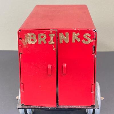 LOT 77: Deepwater Industries Federal Credit Union Diecast Armored Truck Bank, Oversized One Cent Bank and Hand Crafted Metal Brinks Truck